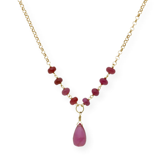 Collar de Oro 18k y Rubíes Tallados