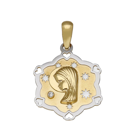 Medalla Virgen Niña en Oro 18k Bicolor Modelo Florencia