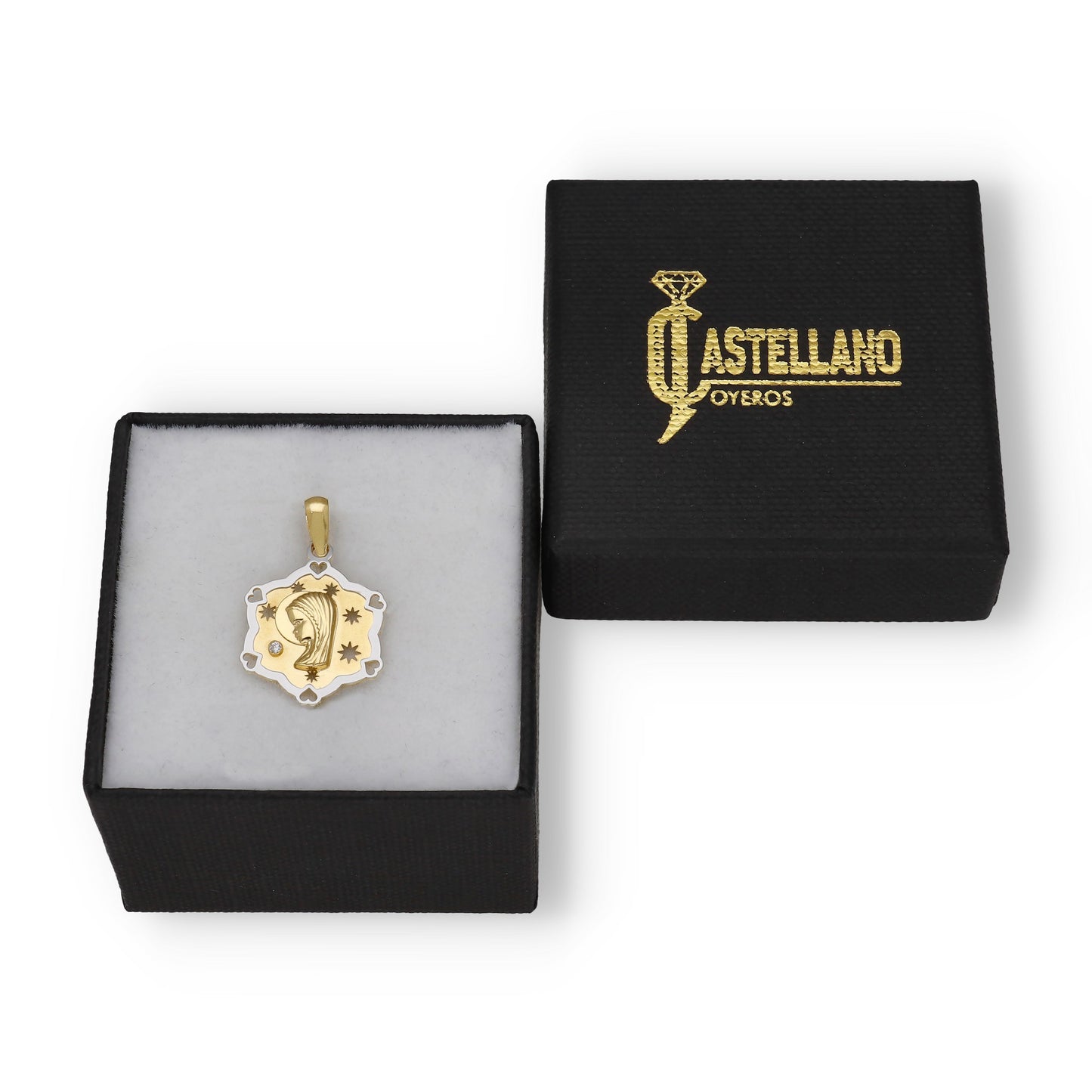 Medalla Virgen Niña en Oro 18k Bicolor Modelo Florencia