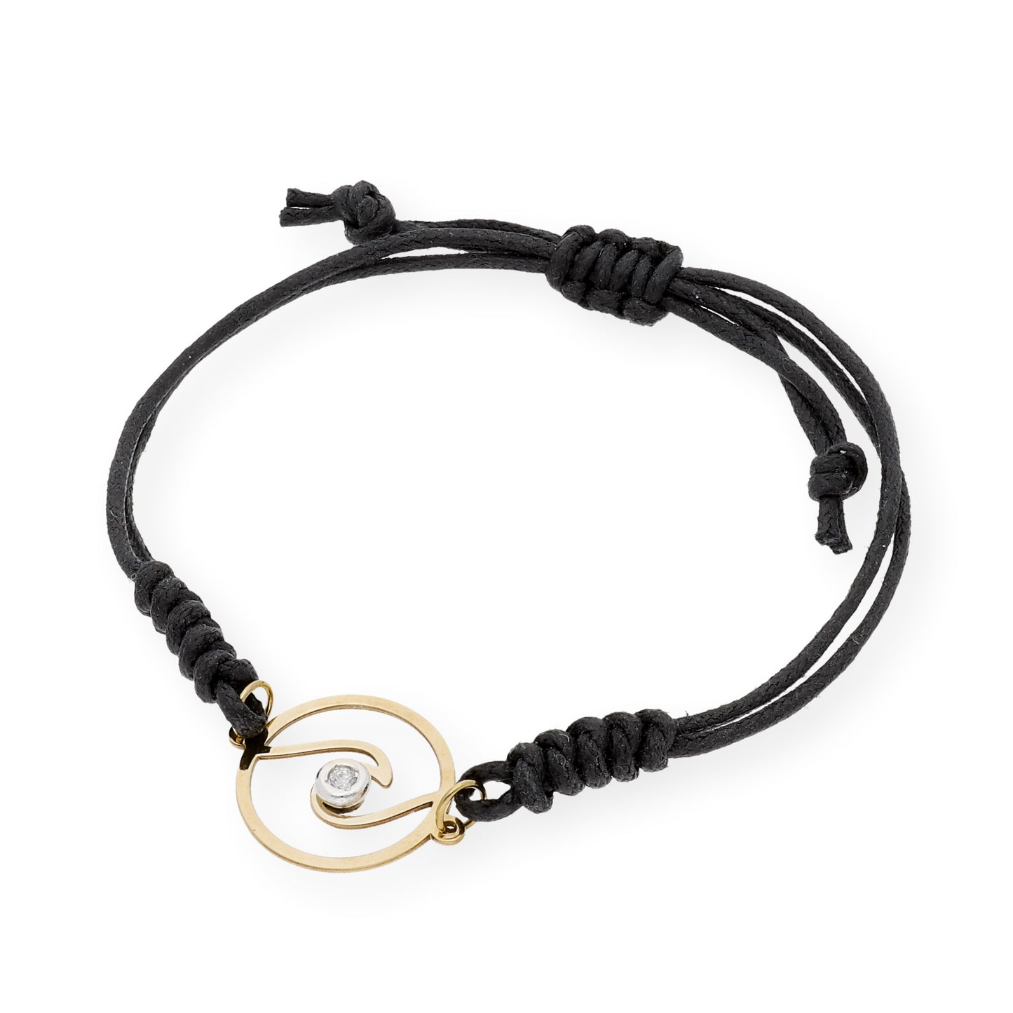 Pulsera Macramé Diseño de Ola en Oro de Ley 18k y Diamante