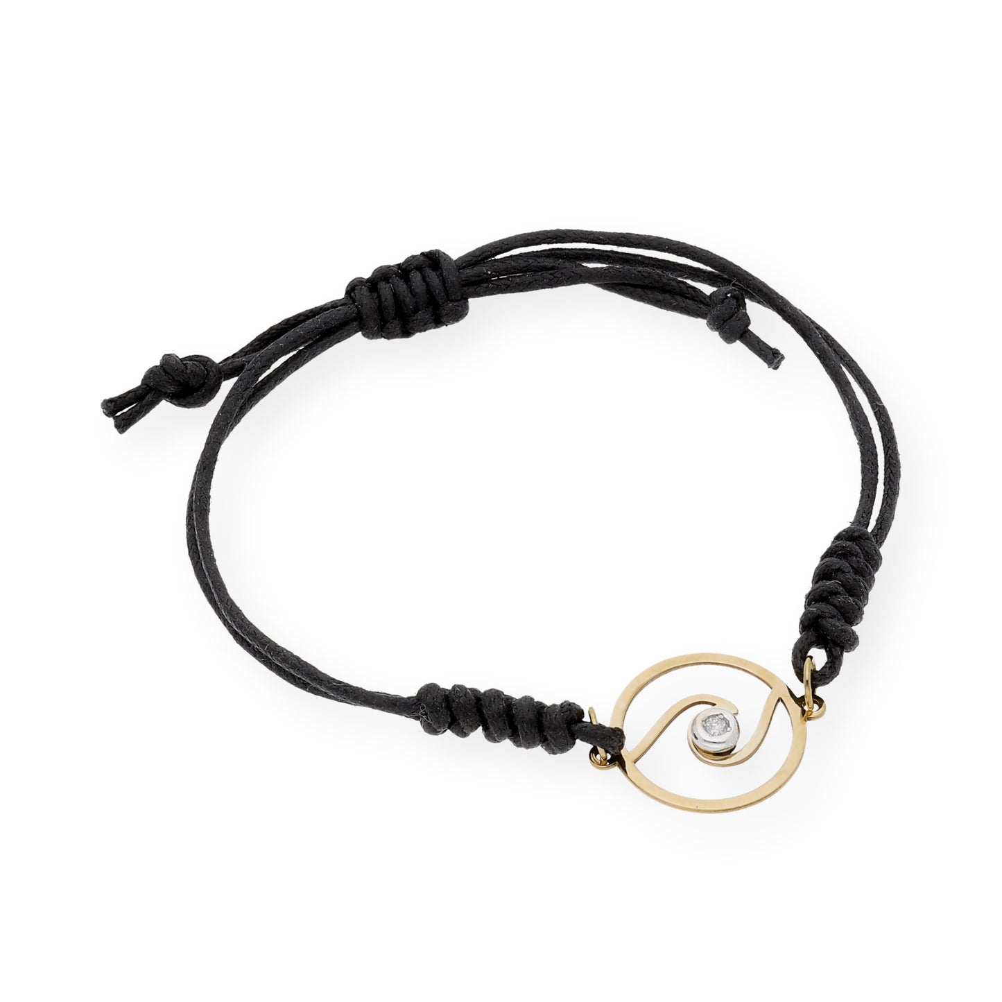 Pulsera Macramé Diseño de Ola en Oro de Ley 18k y Diamante