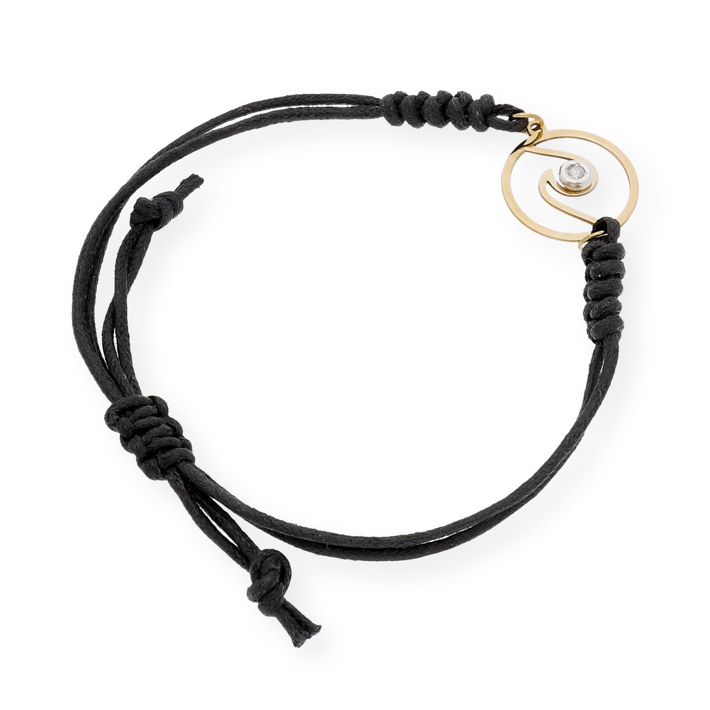 Pulsera Macramé Diseño de Ola en Oro de Ley 18k y Diamante