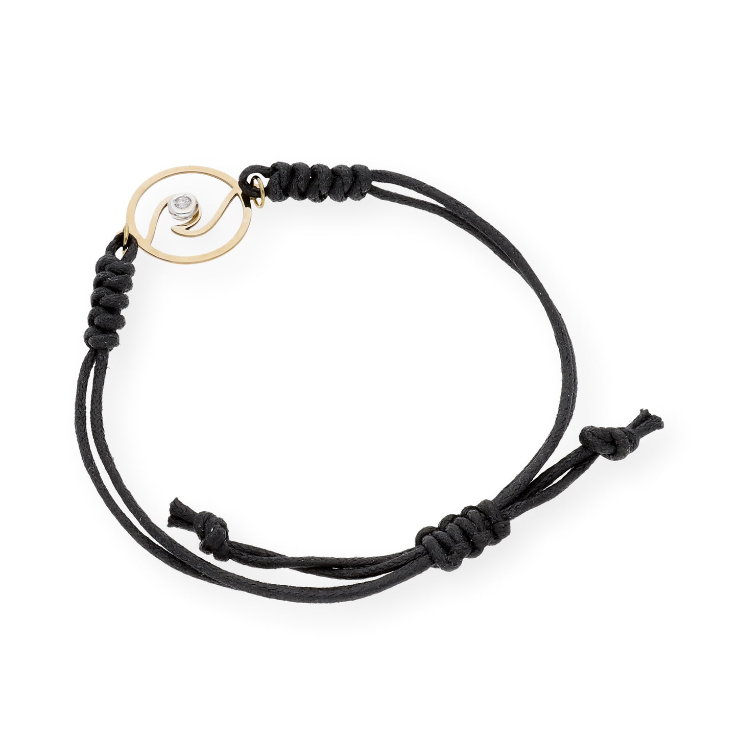 Pulsera Macramé Diseño de Ola en Oro de Ley 18k y Diamante