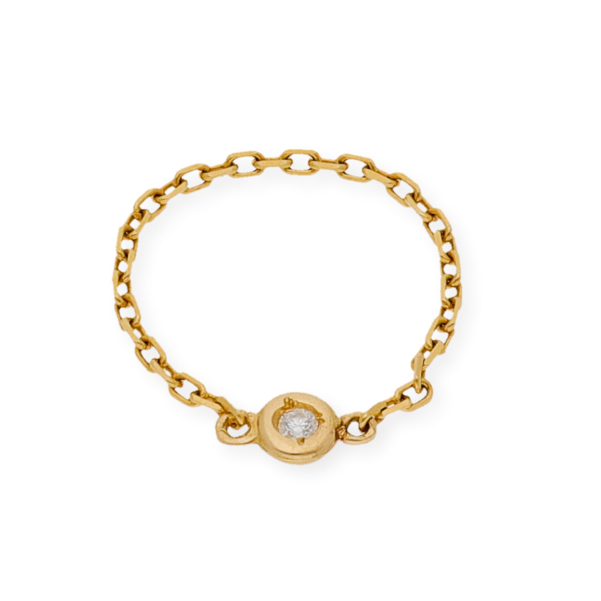 Anillo Cadena en Oro 18K y Diamante