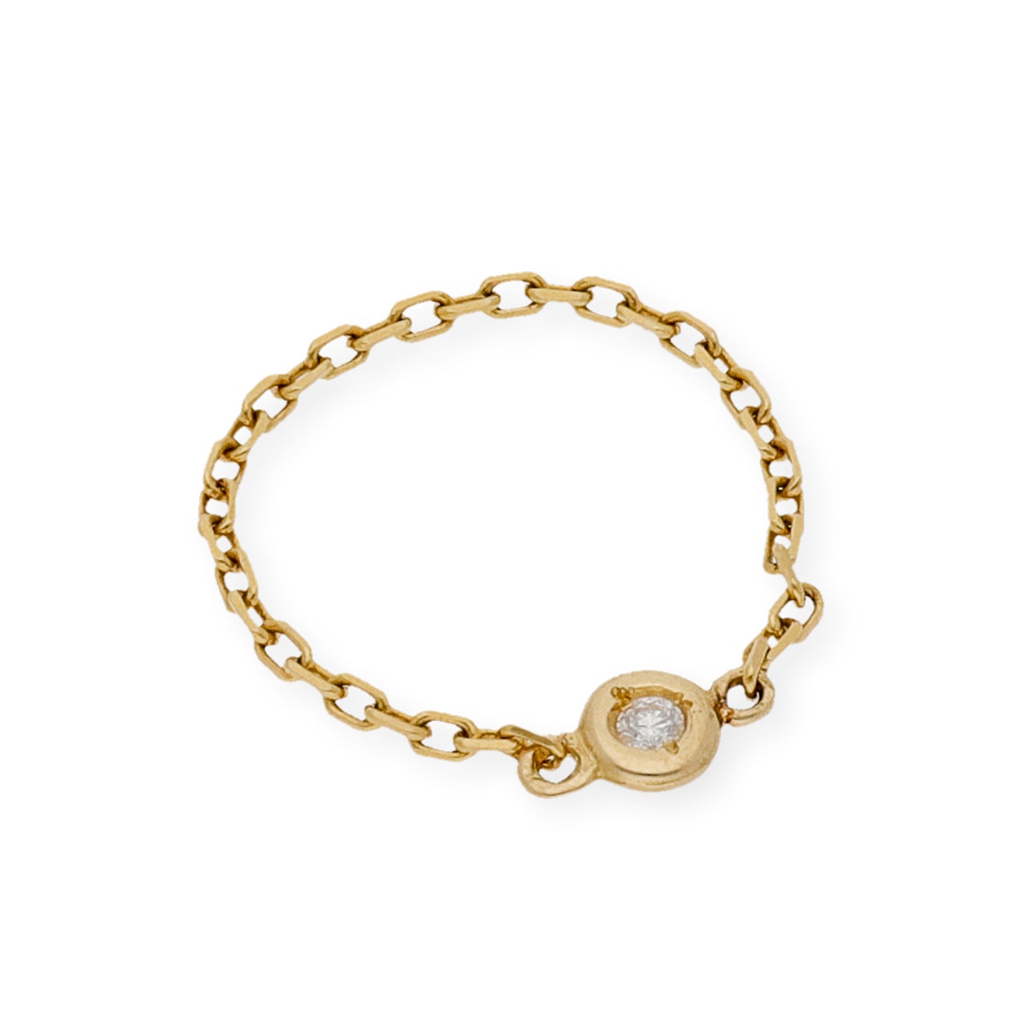 Anillo Cadena en Oro 18K y Diamante