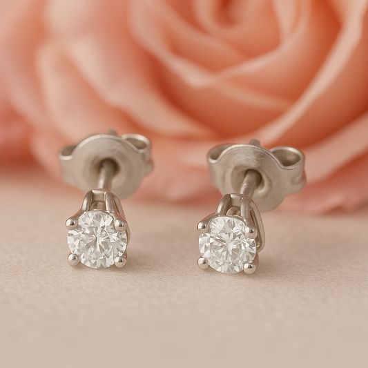 Pendientes de Compromiso Yuang con Diamantes Certificados y Oro Blanco 18k 6 Garras