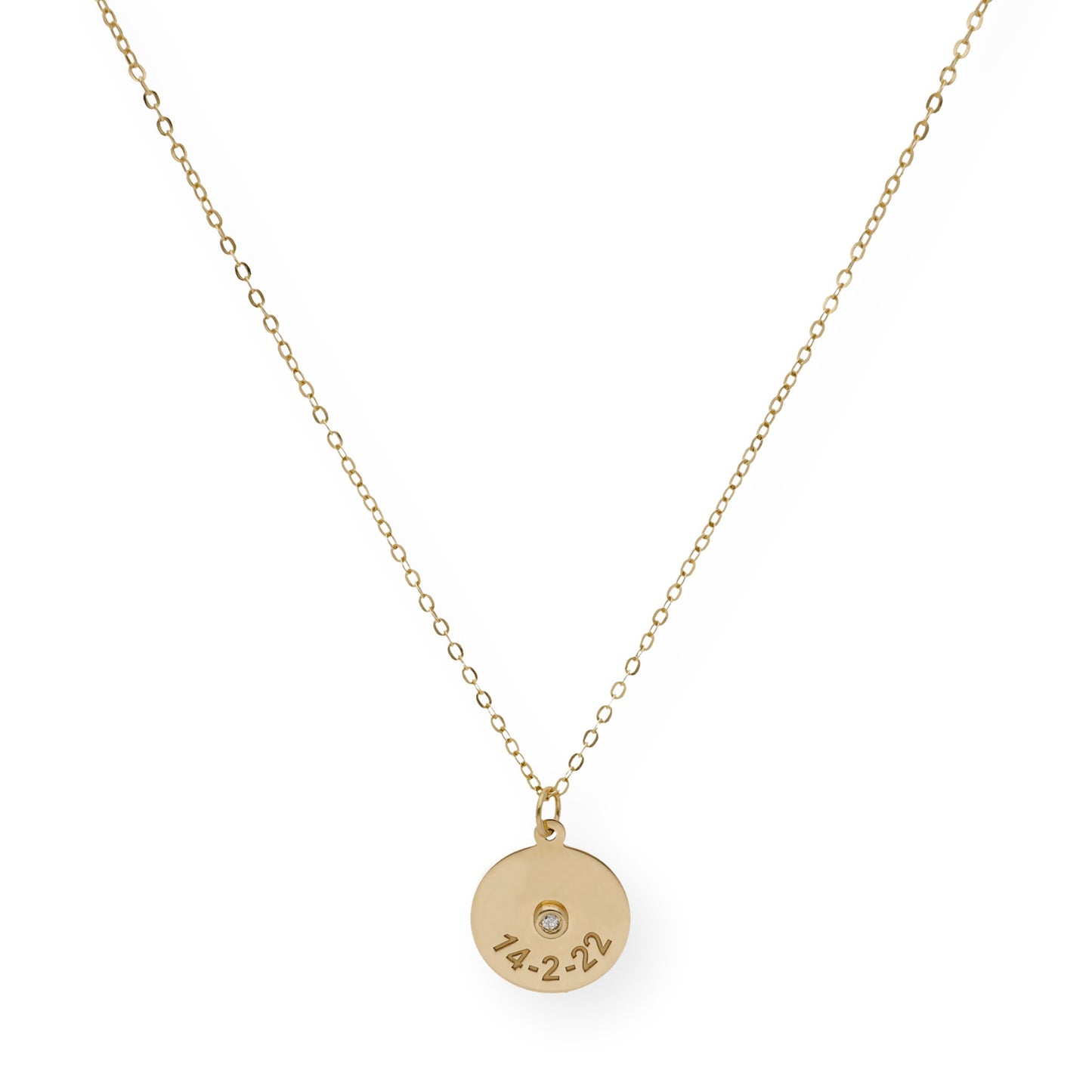 Collar con Colgante Dije en Oro de Ley 18k y Diamante Central