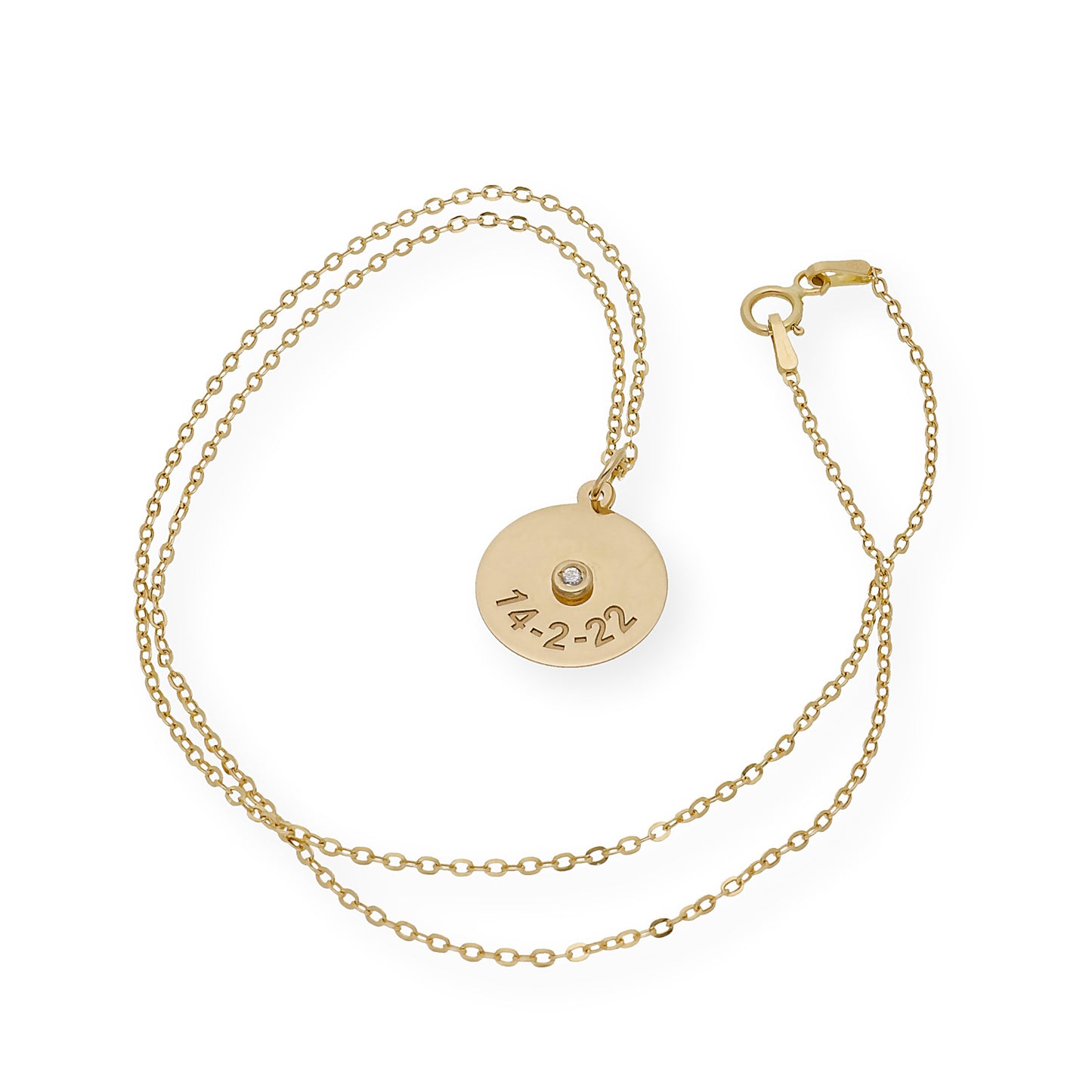 Collar con Colgante Dije en Oro de Ley 18k y Diamante Central