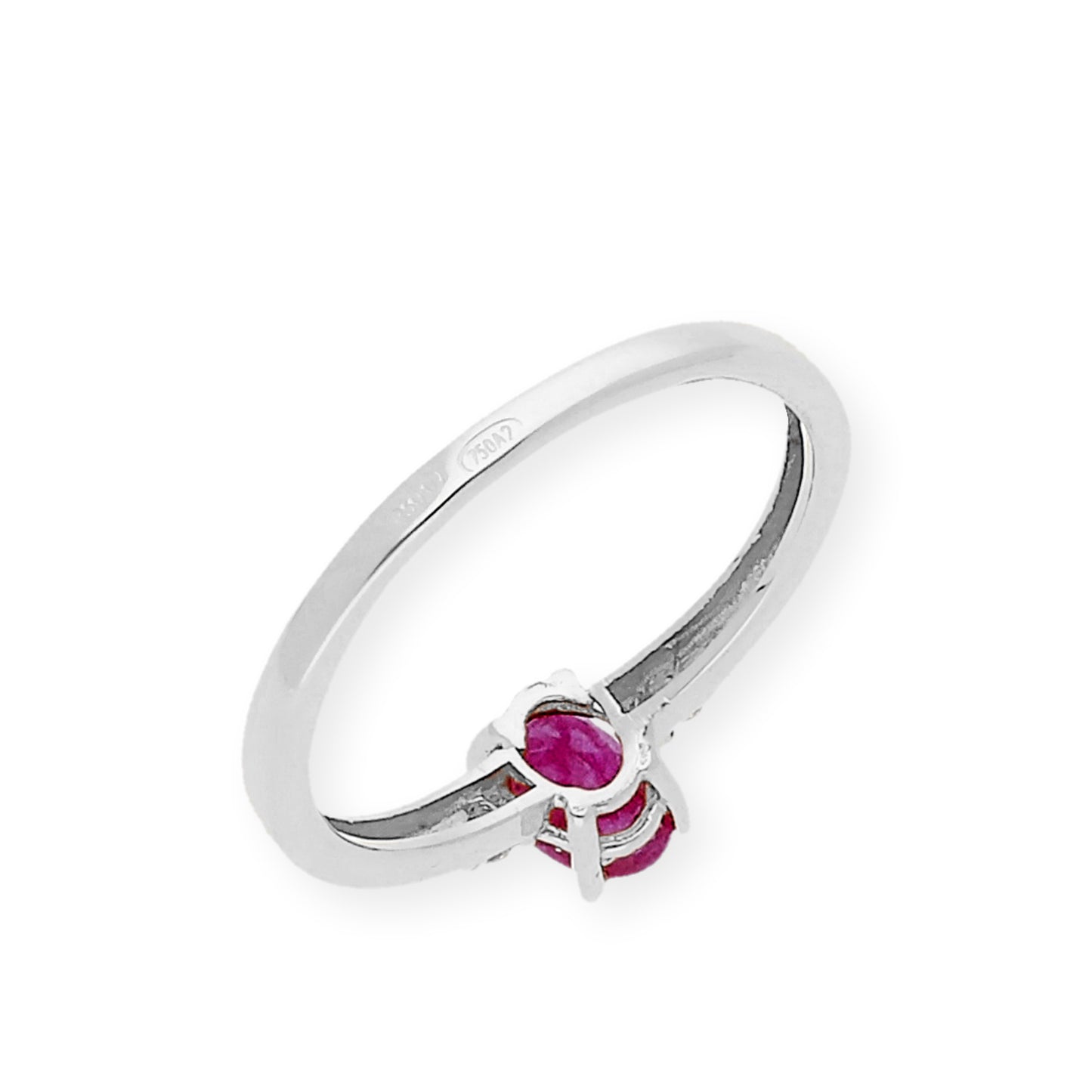 Anillo Victoria en Oro Blanco 18k con Diamantes y Rubí