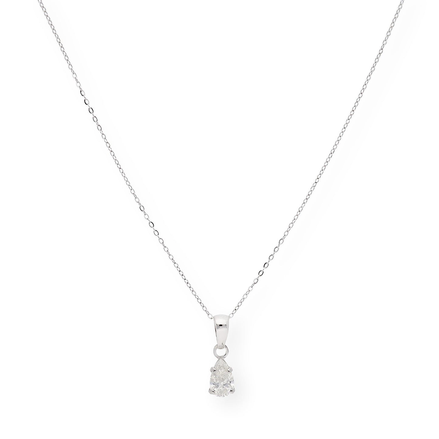 Collar con Colgante Marian con Diamante Talla Pera y Oro Blanco 18k