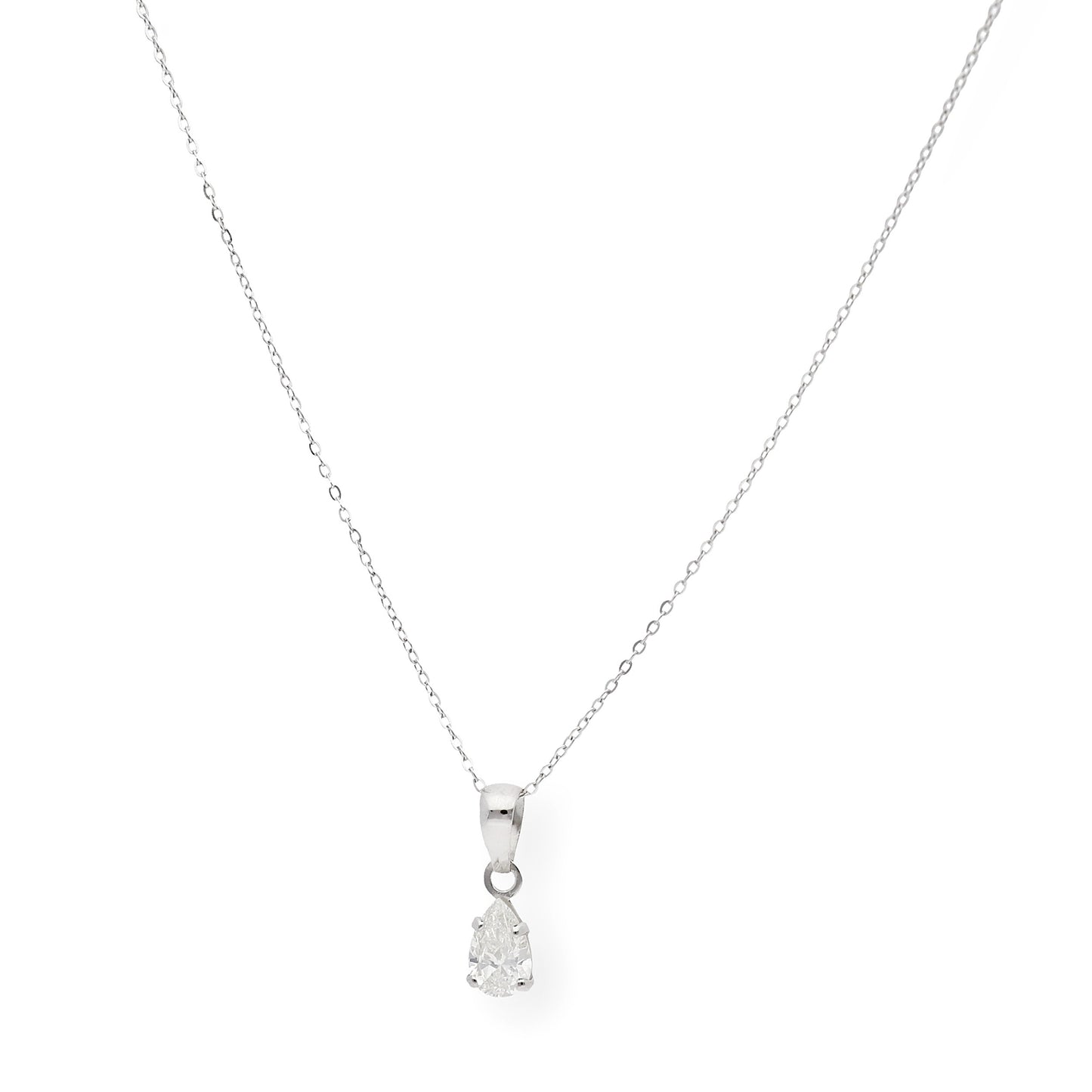 Collar con Colgante Marian con Diamante Talla Pera y Oro Blanco 18k