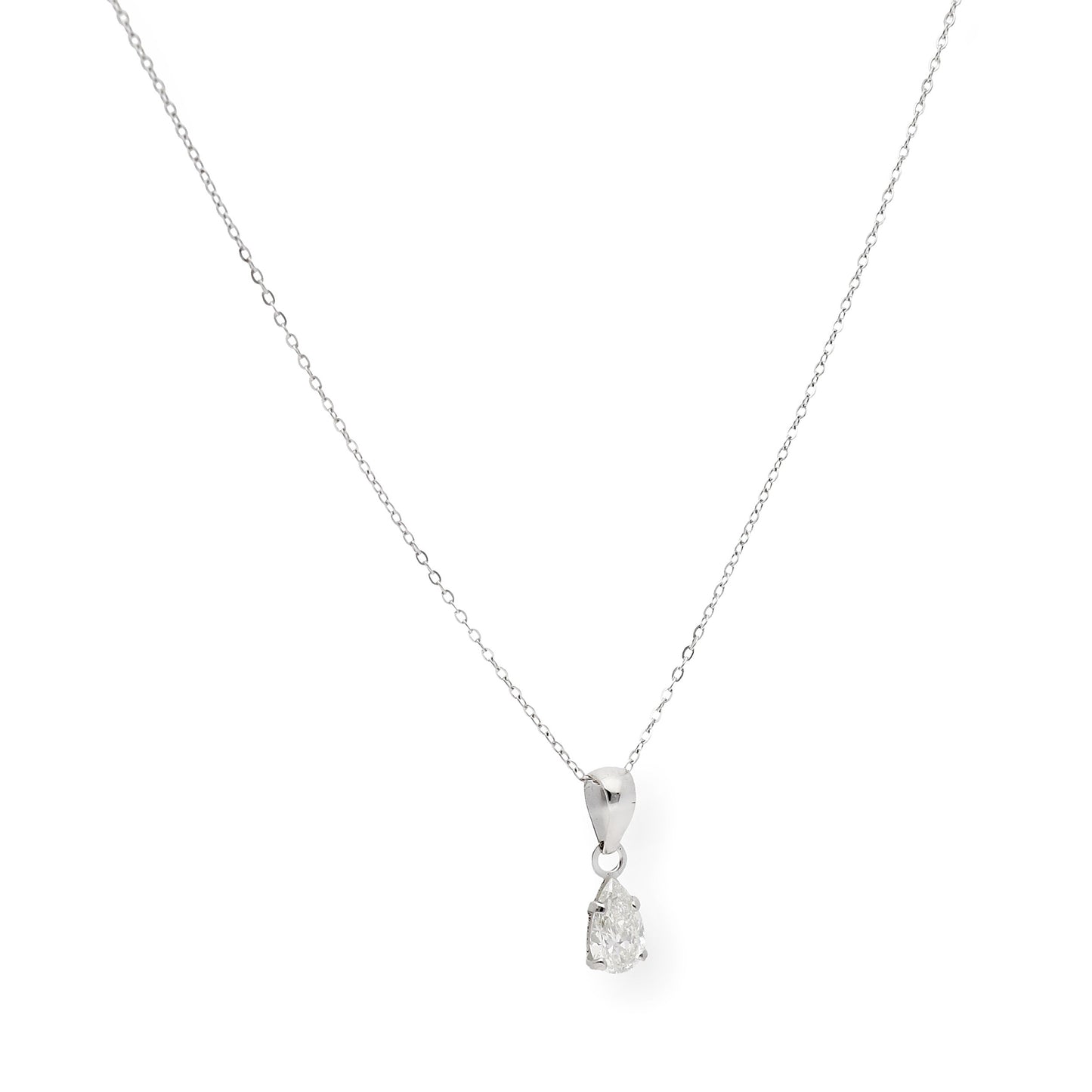 Collar con Colgante Marian con Diamante Talla Pera y Oro Blanco 18k