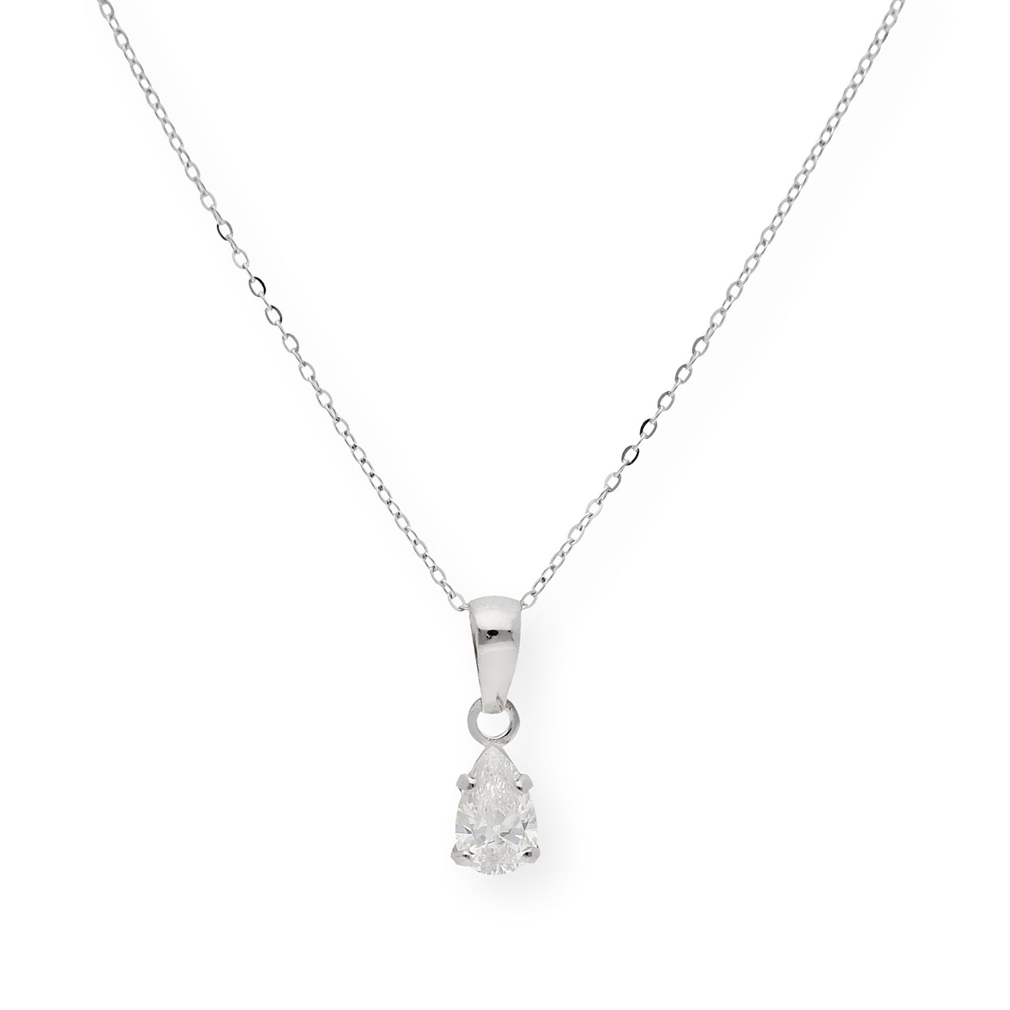 Collar con Colgante Marian con Diamante Talla Pera y Oro Blanco 18k