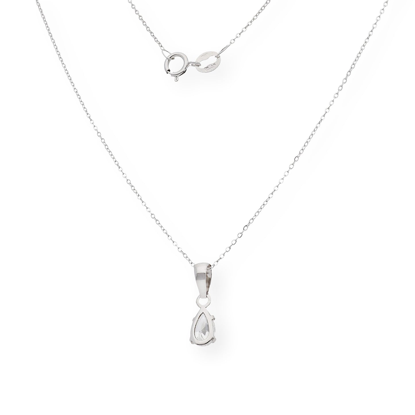 Collar con Colgante Marian con Diamante Talla Pera y Oro Blanco 18k