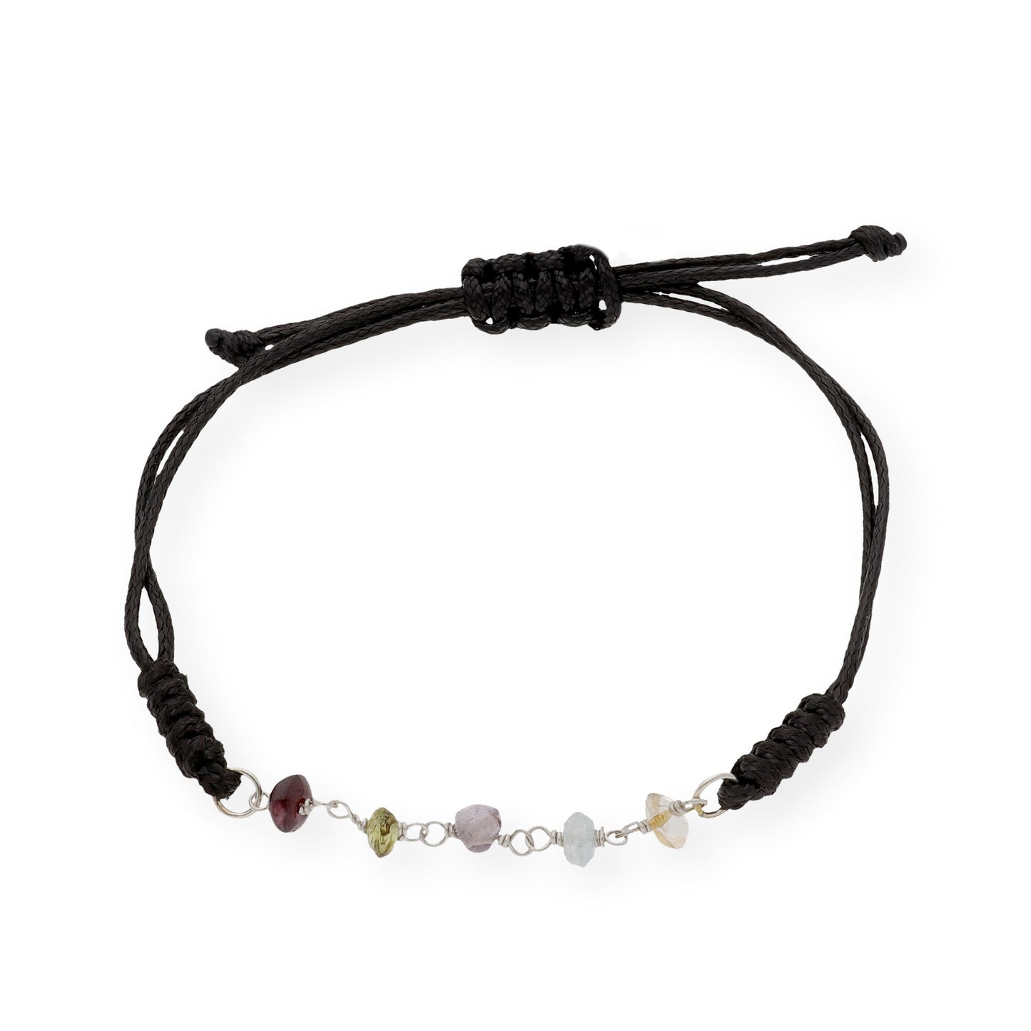 Pulsera Macramé en Plata de Ley 925 con Turmalinas