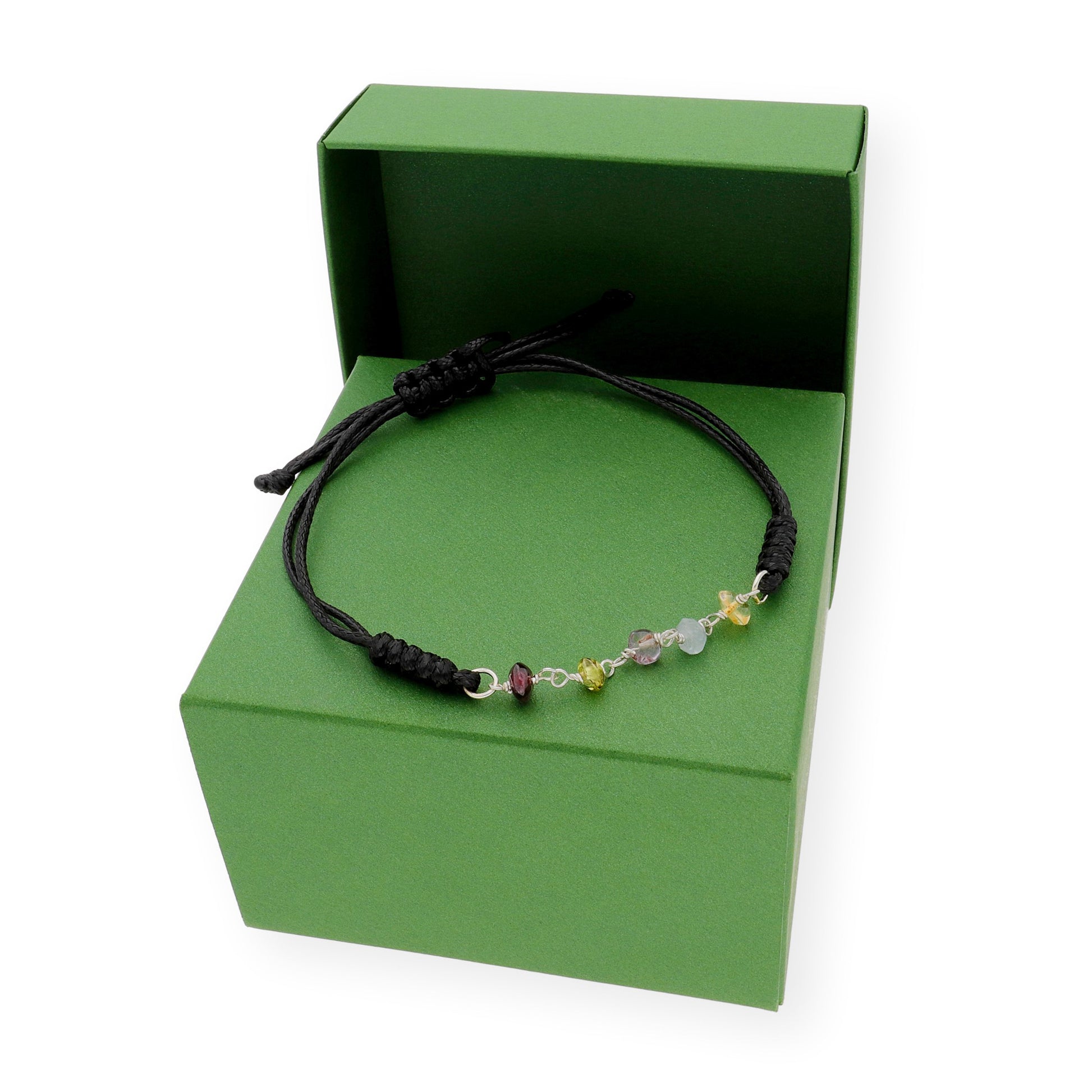 Pulsera Macramé en Plata de Ley 925 con Turmalinas