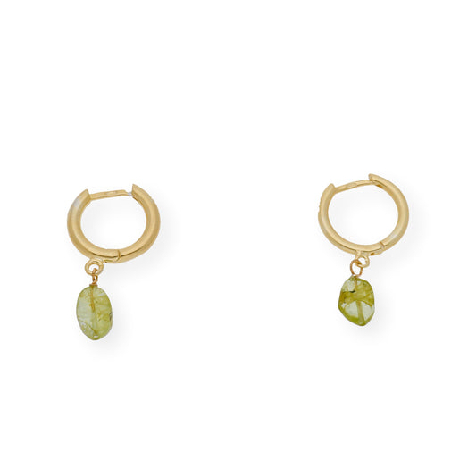 Pendientes de Aro en Plata de Ley con Baño de oro y Olivinas