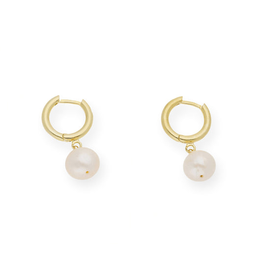 Pendientes de Aro en Plata de Ley con Baño de oro y Perlas