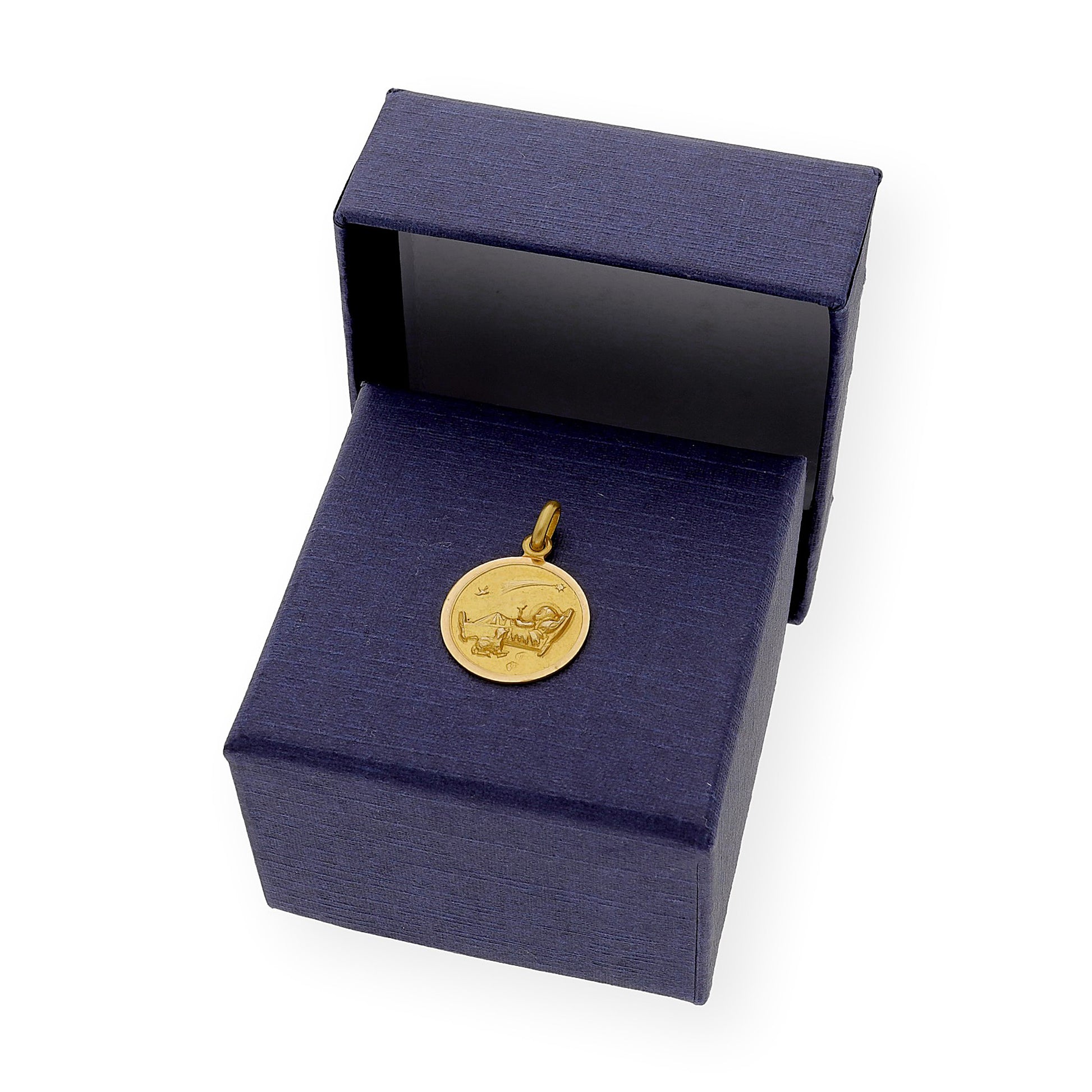 Medalla de Bebé con Diseño Niño Pesebre en Oro de Ley 18k