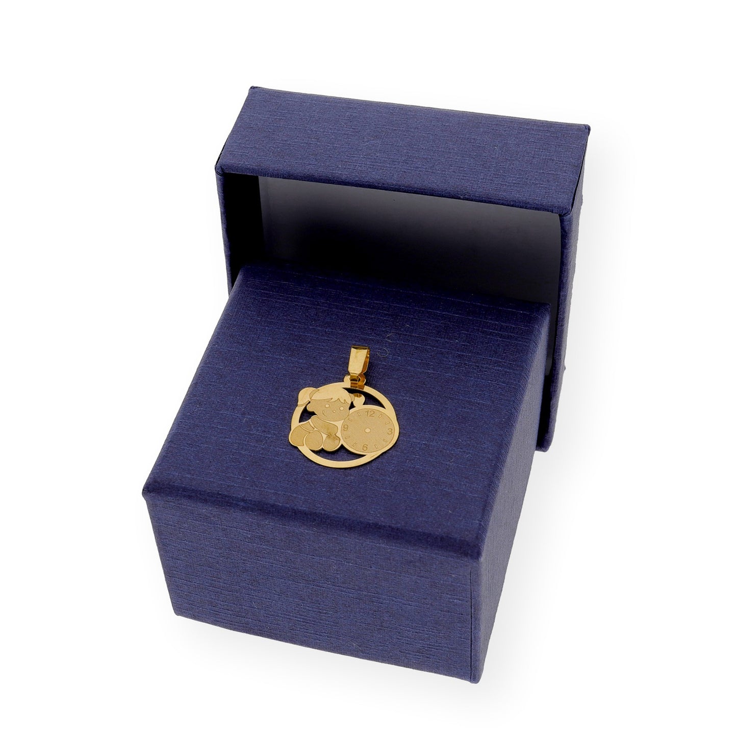 Medalla de Bebé Diseño Niña con Reloj en Oro de Ley 18k