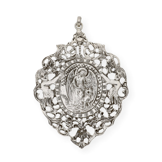 Medalla de cuna de plata de ley Ángel de la guarda