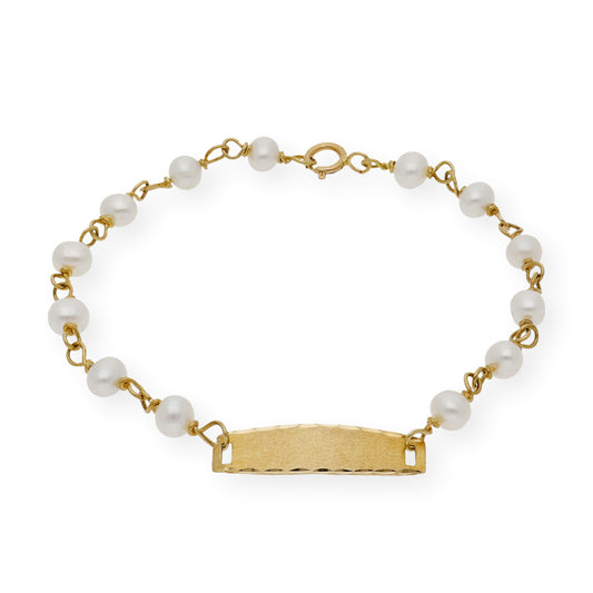 Esclava Bebé Oro y Perlas Naturales Personalizable