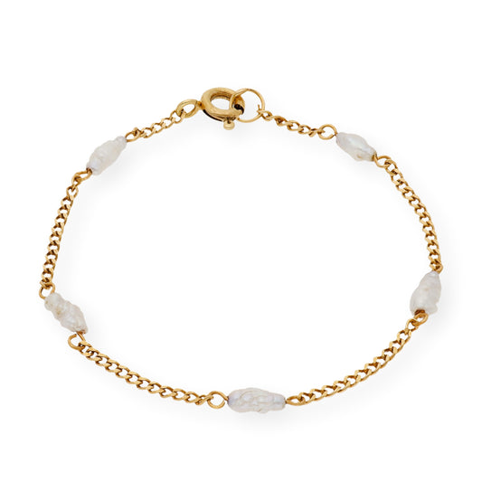 Pulsera de Bebé con Perlas y Oro de Ley