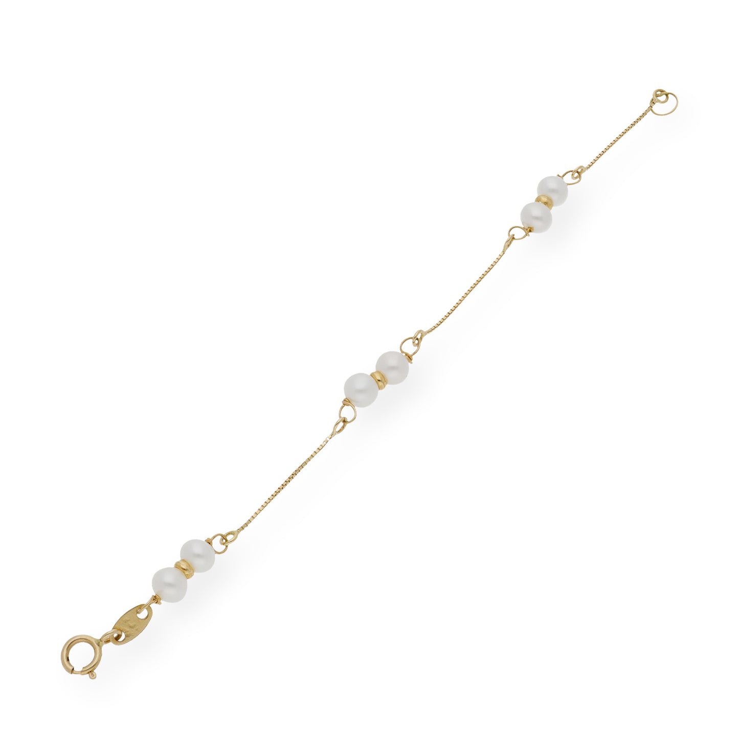 Pulsera de Bebé con Perlas Cultivadas en Agua Dulce y Oro de Ley