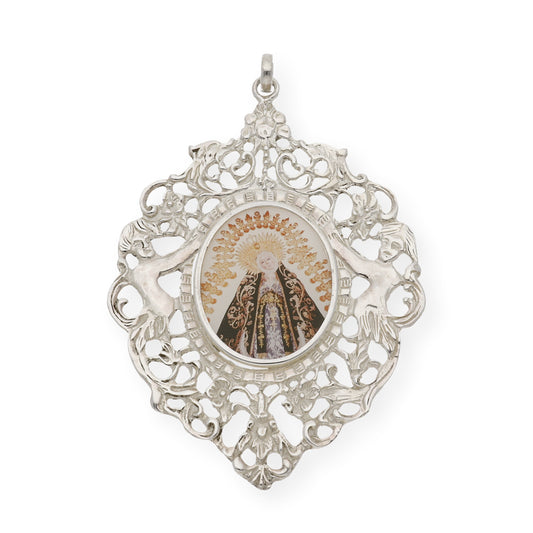 Medalla de cuna de plata de ley Virgen de la Soledad