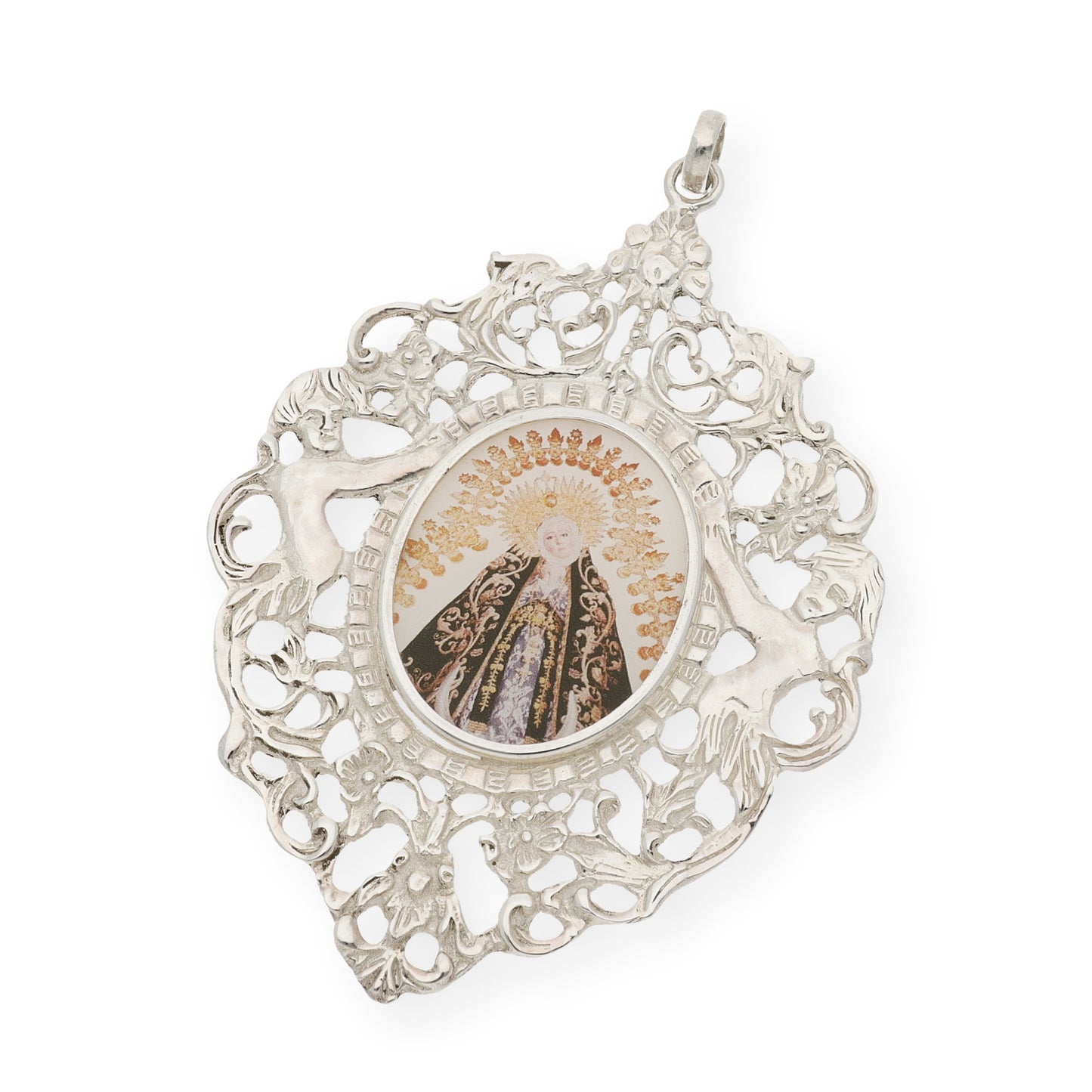 Medalla de cuna de plata de ley Virgen de la Soledad