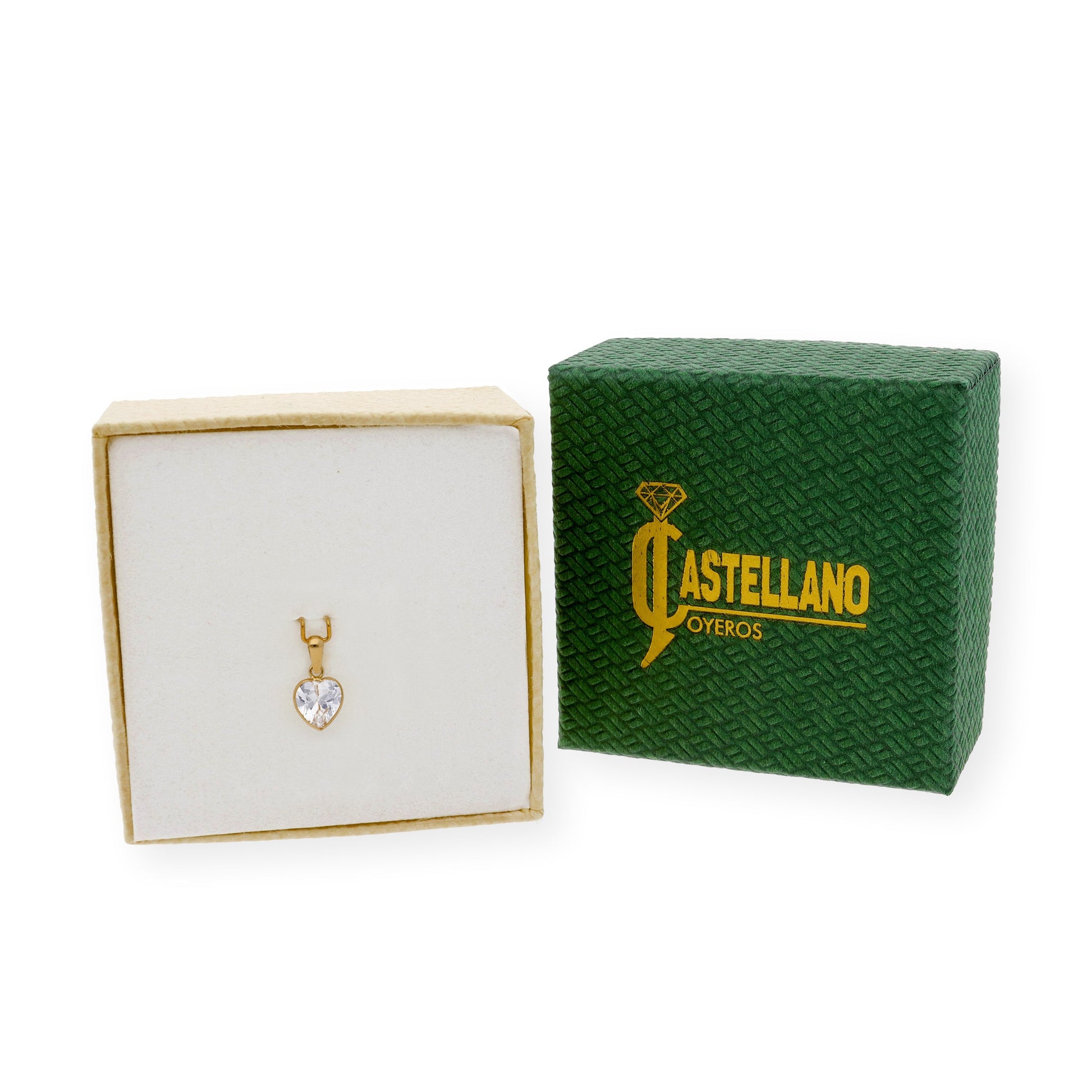 Colgante de corazón con circonita oro de 18k