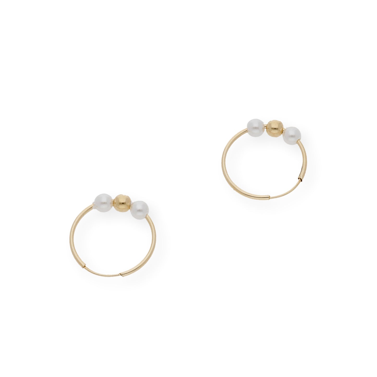 Pendientes de Aro de oro 18k con perlas y bola de oro.