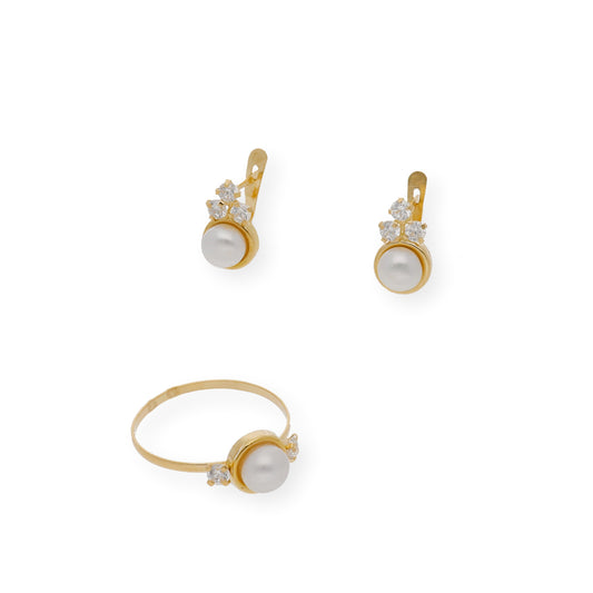 Conjunto de pendientes y sortija Oro 18k