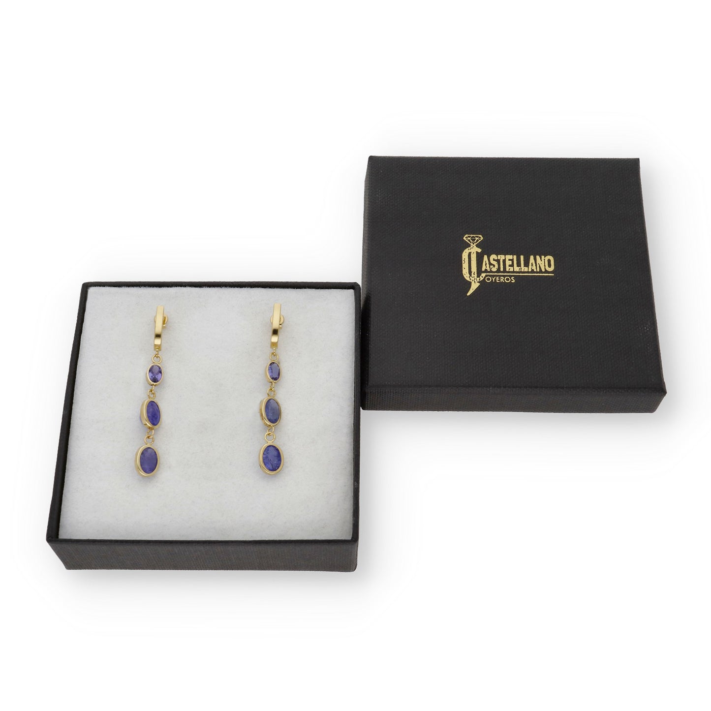 Pendientes Serelis en Oro 18K con Tanzanitas Colgantes