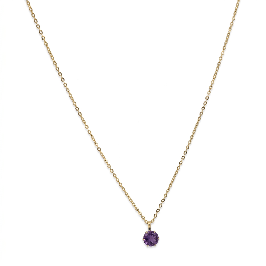 Collar con Colgante Deep en Oro de Ley 18K y Amatista