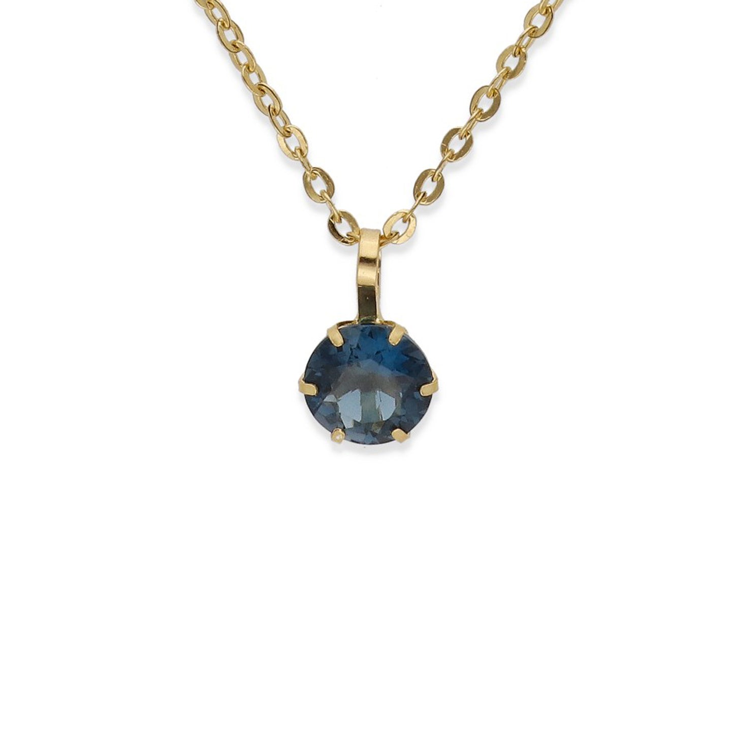Collar con Colgante Deep en Oro de Ley 18K y Topacio Azul London