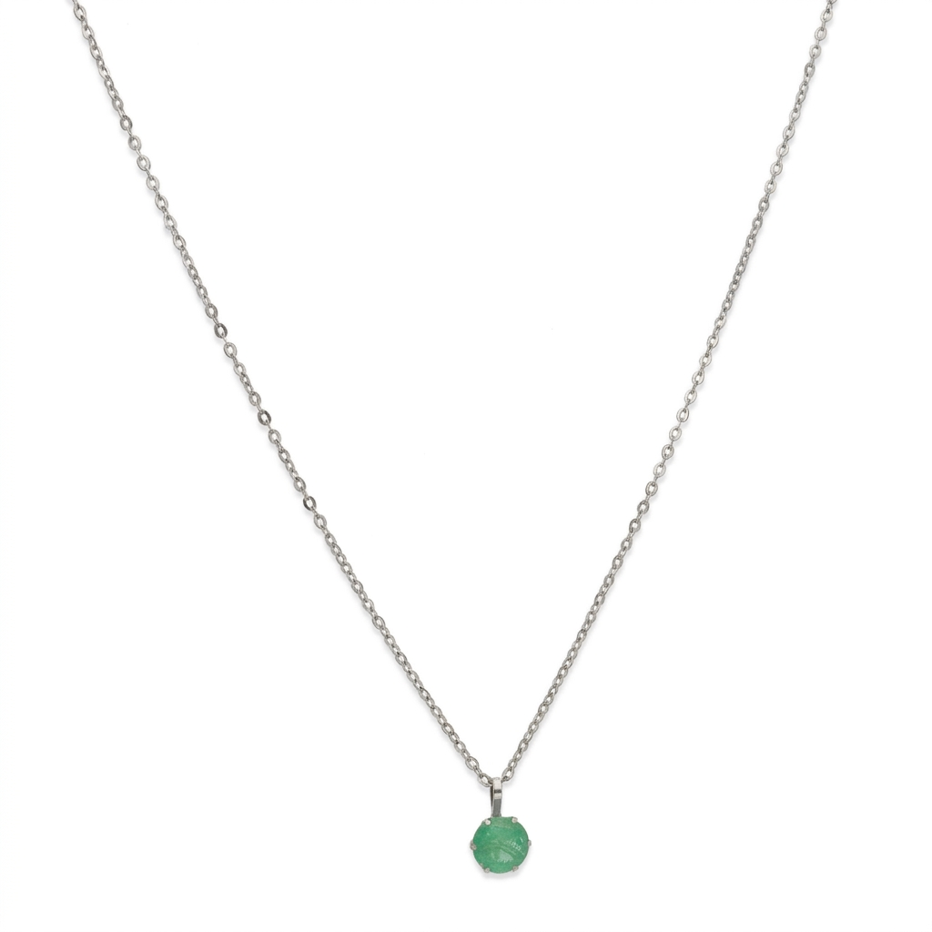Collar con Colgante Deep en Oro Blanco de Ley 18K y Zafiro