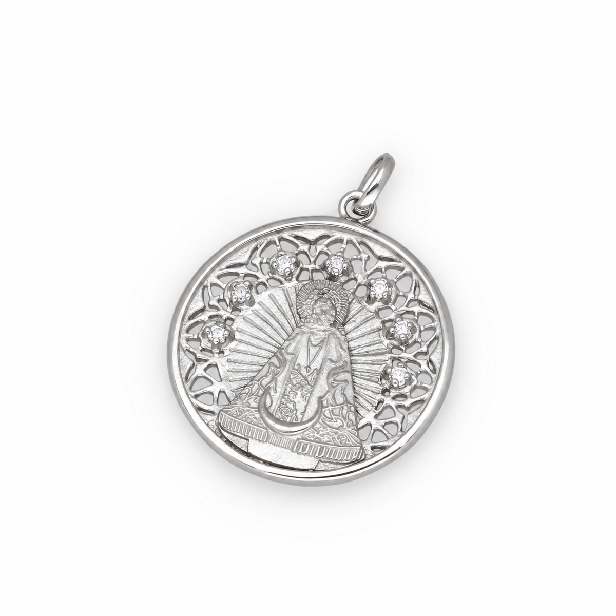 Medalla Virgen de la Soledad en Plata 925 con Circonitas 22mm