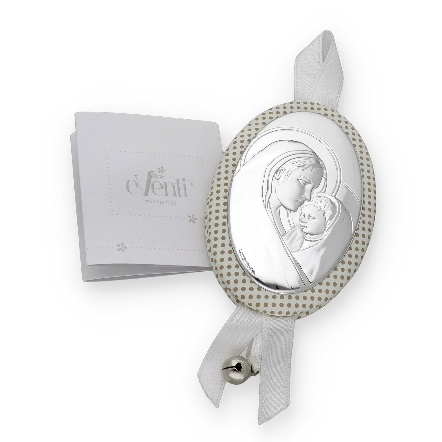 Medalla de Cuna Virgen con Niño Oval en Baño de Plata y Cascabel Modelo Frair