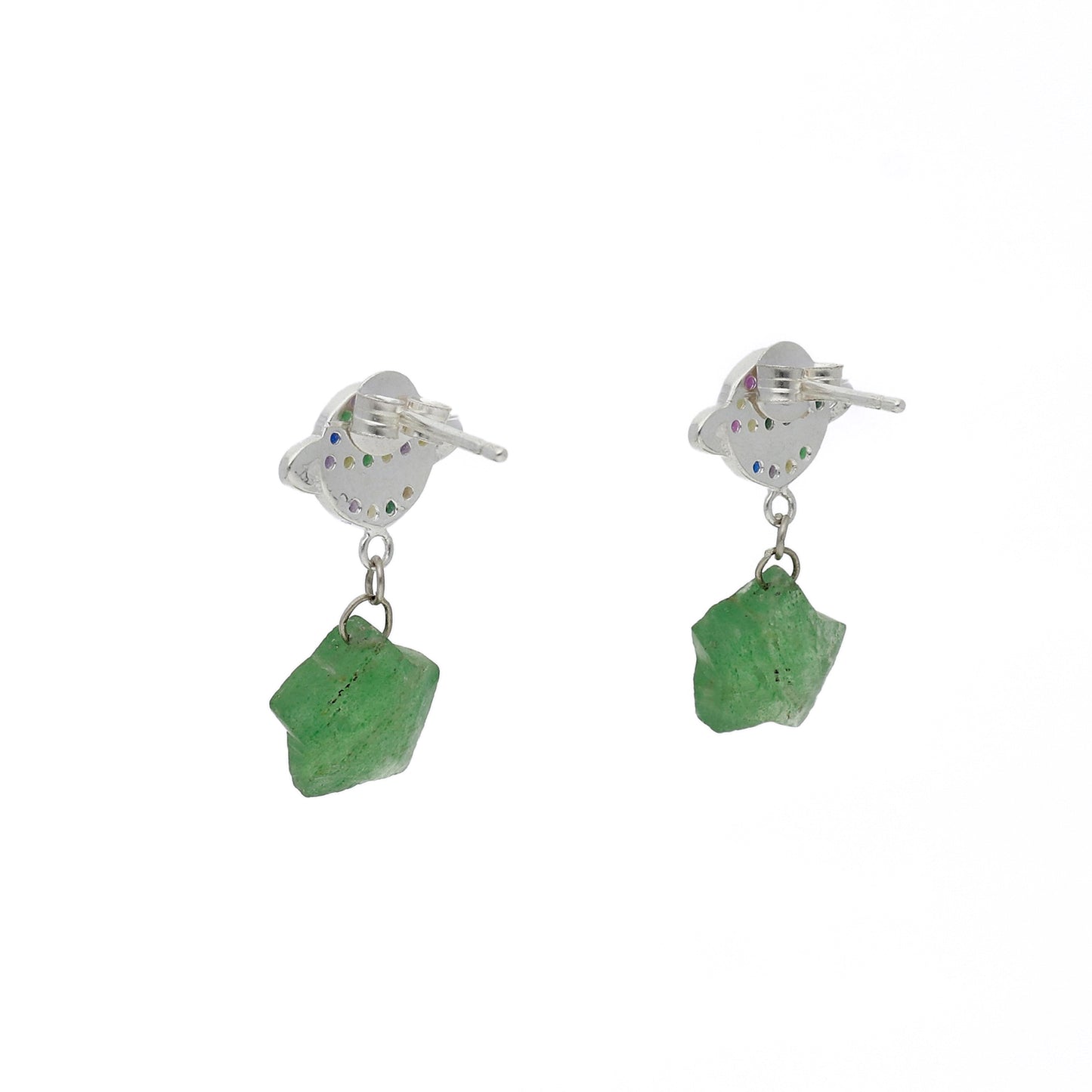 Pendientes de Saturno en Plata de Ley 925 con Piedras de Colores