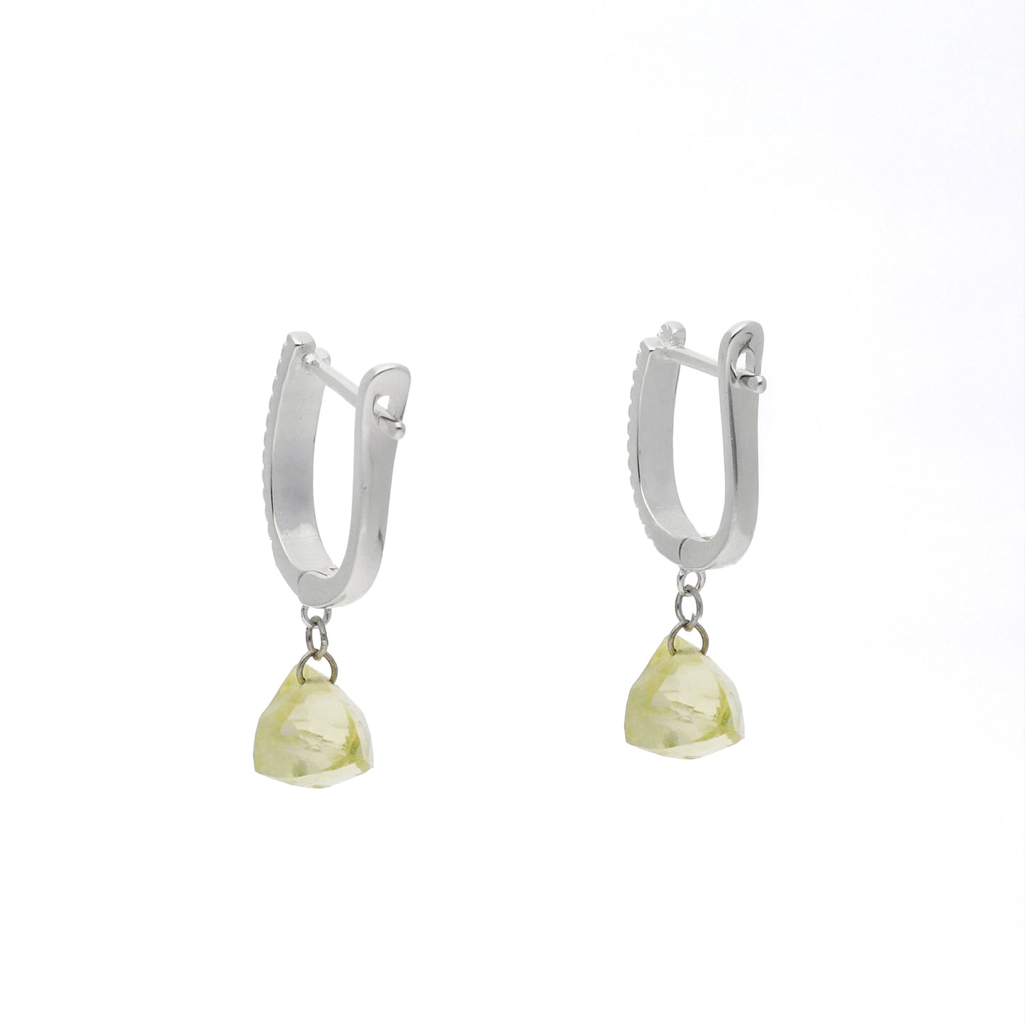 copy of Pendientes de Medio Aro en Plata de Ley 925 Bañado en Oro 18K con Circonitas y Cuarzo Citrino