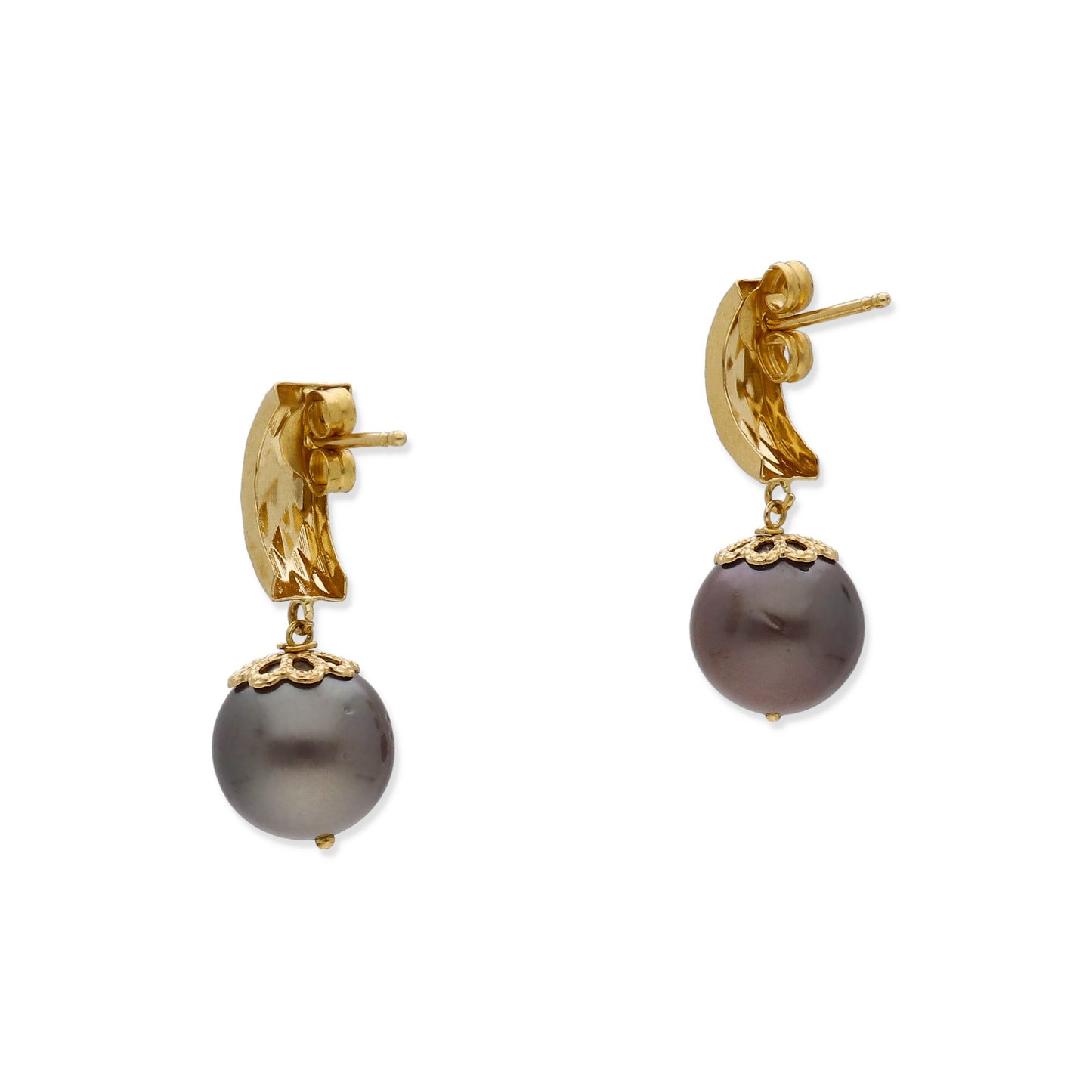 Pendientes Limes en Oro de Ley 18K con Perlas Tahití