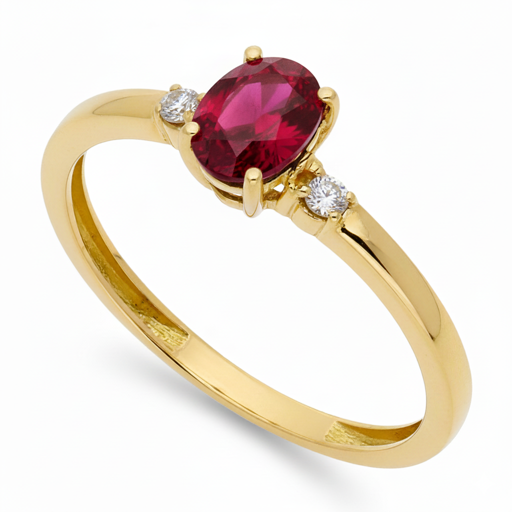 Anillo Victoria en Oro 18k con Diamantes y Rubí