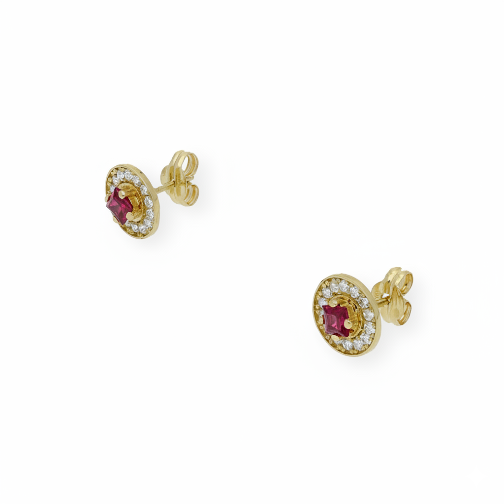 Pendientes Julieta Oro 18k con Diamantes y Rubíes