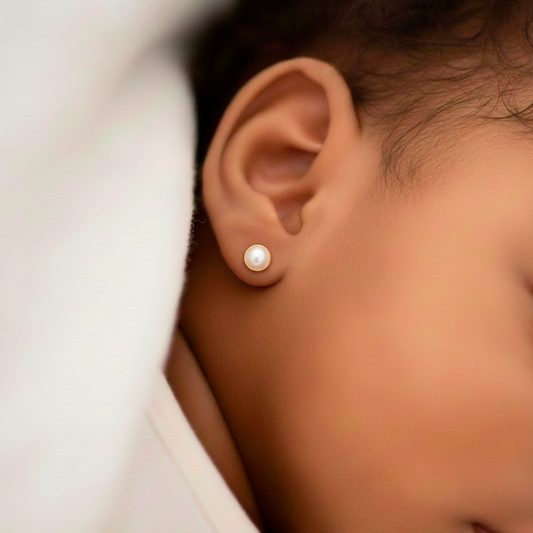Pendientes Bebé Oro y Perlas Naturales de 5mm