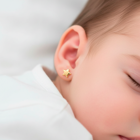 Pendientes bebé estrella Oro amarillo 18K