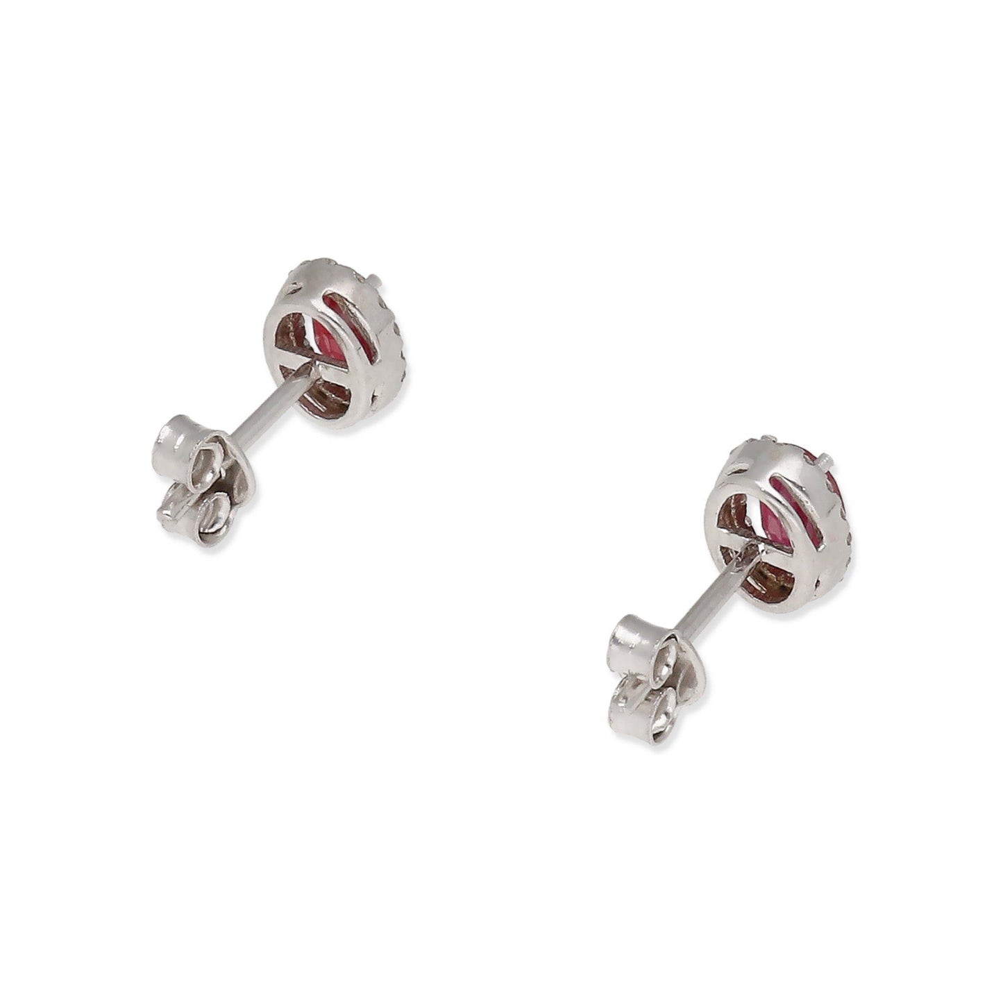 Pendientes Ren en Oro Blanco 18K con Rubí y Diamantes