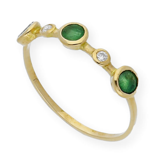 Anillo Millas de Oro y Diamantes con Esmeralda