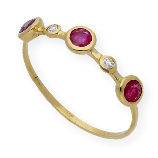 Anillo Millas de Oro y Diamantes con Rubíes