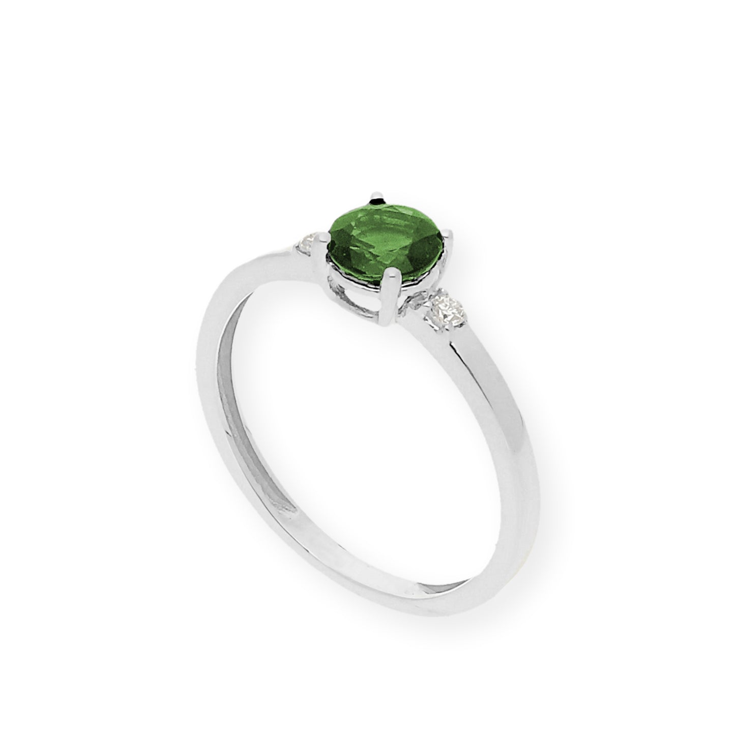 Anillo Aura en Oro Blanco 18k con Diamantes y Esmeralda